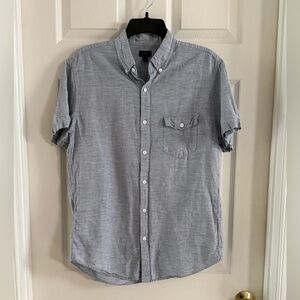 J. Crew Blue Shirt Baird McNutt Irish Linen‎ Button Down Short Sleeve Size M